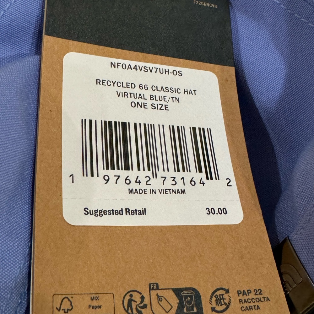 The North Face Recycled  66 Classic Hat | Virtual Blue/TNF White - Picture 6 of 12